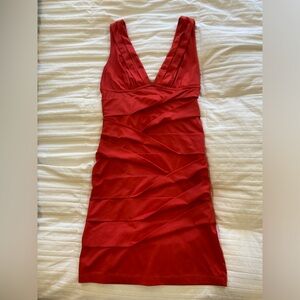 Red Ruched Bodycon Cocktail Dress